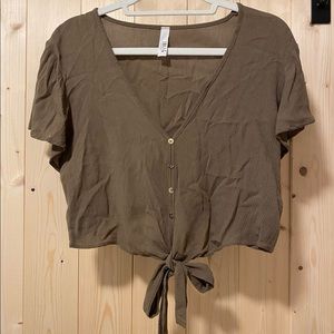 Jolie Olive Tie Crop Top